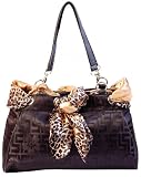 Ladies Black Handbag with Animal Print Scarf