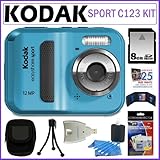 Kodak EasyShare Sport C123 12MP Waterproof Digital Camera in Blue + 8GB Acc ....