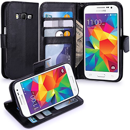 Core Prime Case, LK Galaxy Core Prime Wallet Case, Luxury PU Leather Case Flip Cover with Card Slots Stand For Samsung Galaxy Core Prime, BLACK
