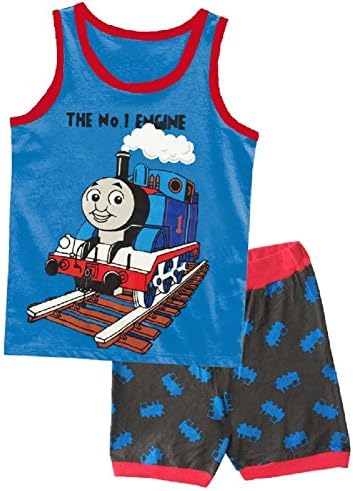Little Boys Girl Sleeveless Tank Top Pajamas Set Cartoon Cotton Summer Sleepwear (3T, Thomas)