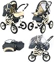 Tako Natalia in grey & cream - foldable 2 in 1 pram & pushchair /comes with raincover, footmuff, baby bag, carrycot