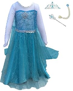 Snow Queen Deluxe Party Costume Dress with Accessories (Ages 7-8)