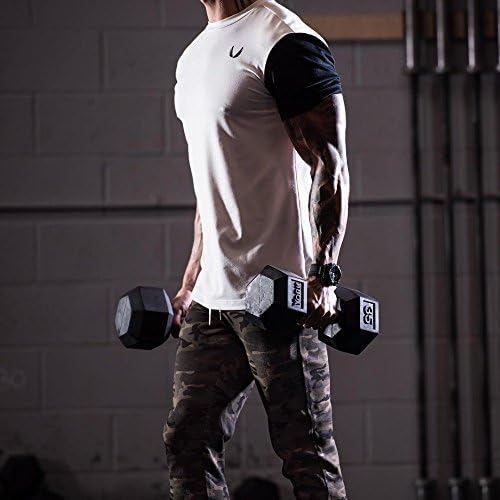 Men Fitness Cotton Clothes Men tracksuit T- Shirt Short Sleeve Gym Muscle Workout shirt Sport Bodybuilding (White: Size M)