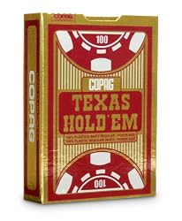 Copag Texas Hold'em Poker Size Regular Index Plastic Playing Cards (Burgundy)