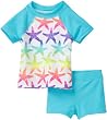 Flapdoodles Toddler Girls Rainbow Starfish Rashguard 2 Piece Set