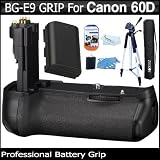"Power Kit" For Canon EOS 60D Digital SLR Camera Includes Replacement BG-E9 Battery Grip + LP-E6 Replacement (2600Mah) Battery (with Info-Chip! ) + 57" Full Tripod + Screen Protectors + MicroFiber Cloth + More