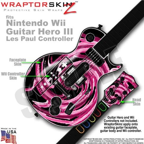 Alecias Swirl 02 Hot Pink Skin by WraptorSkinz TM fits Nintendo Wii Guitar Hero III (3) Les Paul Controller (GUITAR NOT INCLUDED)