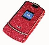 PCMICROSTORE Brand Motorola Razr V3 V3c V3m V3i Red Icy Sprinkle Crystal Snap-On Case Cover