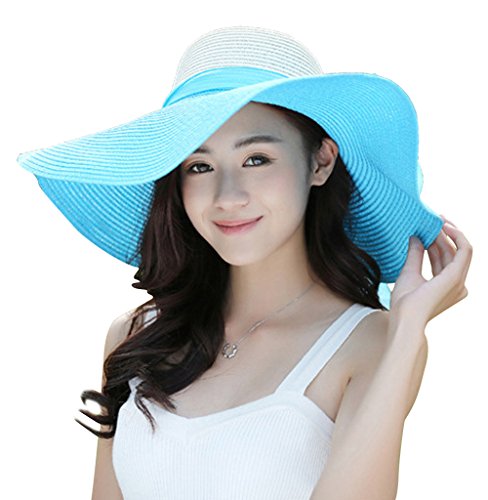 Kaisifei Bowknot Casual Straw Women Summer Hats Big Wide Brim Beach Hat