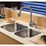 Kraus KPF-2130-SD20 Single Lever Pull Out Kitchen Faucet and Soap Dispenser, Stainless Steel
