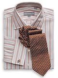 Khaki Wide Awning Stripe Dress Shirt