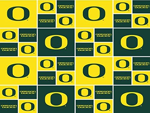 Oregon Ducks University NCAA Block Cotton Fabric 45'' inch Sold by The Yard