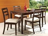 5pc Dinette Dining Table  Chairs Set in Walnut Finish