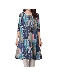 Cotton/Linen Vintage Floral Print Long Sleeves Shift Spring  Dress