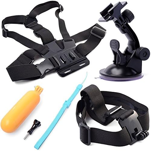 Mokia 6 in 1 Bundle Set Kit Suction Cup + Head Strap + Chest Strap + Yellow Hand Grip Floating Mount + Strap + Screws for Gopro Hero 1 2 3 3