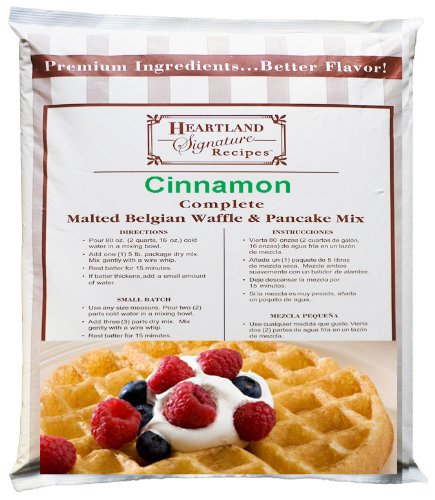 Heartland Malted Cinnamon Belgian Waffle – All In One, Complete Mix – 80 Ounce Bag (Pack of 1) 5 lbs. Reviews