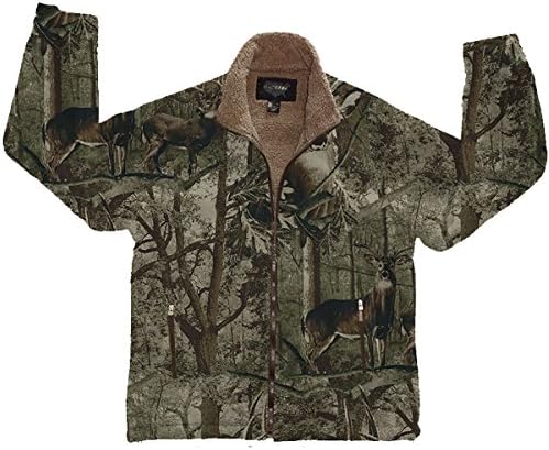 Woodland Trails Men's Polar Fleece Sherpa Lined Zip Up Jacket,X-Large,Deer Tree Camo Brown