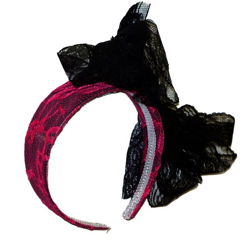 80s Pink Lace Headband with Bow