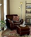 2 PCS Bi-cast Leather Chair and Ottoman Set
