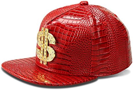 AlwaysBling Hip Hop Style Alligator Skin Pattern 4 Colors Money Tag Logo Baseball Hat Cap (Red)