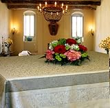 Armani International, Regale Collection, Luxury European Tablecloths (70x90-inch, Rectangular) Jacquard Linen-Cotton, Bisque Color