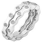 1/2ctw Round Brilliant Cut Diamond Band in 14k White Gold SET OF 2 (HI/I1)