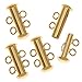 Gold Plated Tube Clasp 16.5mm Two Rings Strands (4)