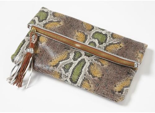 Clava Eden Snake Foldover Clutch (Orange Snake Print)