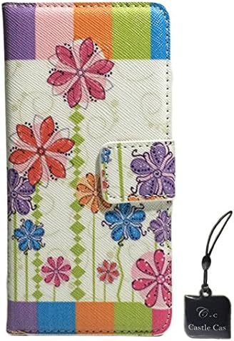 For Samsung Galaxy Note 3 Case - Castle Cas Flower Series Colorful Design Wallet Flip Type Magnetic PU Leather Case Cover with Mobile Phone Cleaner - Bloom