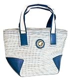 Hunting World At Ease Beige Canvas and Blue Leather Small Tote 3563BL