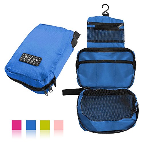 Pockettrip Hanging Cosmetic Bag Travel Case Makeup Toiletry Bag (Blue)
