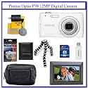 Pentax Optio P70 12MP Digital Camera (White) + Pentax PTX-L40 Leather Optio Series Case + Willoughby's 8GB SDHC 7" Digital Photo Frame Package