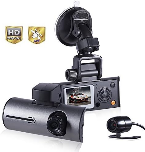 Faguan Dash Cam with GPS Dual Lens Car DVR Wide Angle Zoom Lens Night Vision, Motion Detection with G-sensor