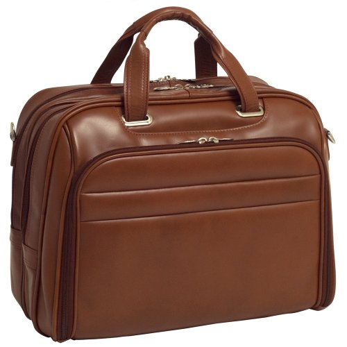 McKleinUSA SPRINGFIELD 86594 Brown Leather Fly Through Checkpoint Friendly 17 Laptop Case