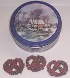 Scott's Cakes 1 lb. Dark Chocolate Covered Pretzel with Christmas Jimmies & Chocolate Chips in a Homestead Tin