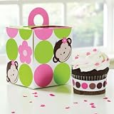 Pink Mod Monkey Cupcake Boxes (4) Party Supplies