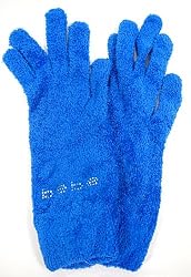 Bebe Winter Gloves Baby Fur Logo Rhinestone Blue