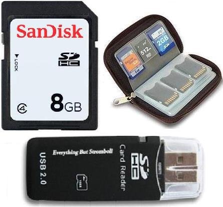 8GB SD/SDHC Class 4 Memory Card (Bonus Pack - Includes Everything But Stromboli (tm) High Speed Reader and Memory Card Wallet) for Kodak EasyShare Camera MD81 MD853 MD863 MX1063 V1003 V1073 V1233 V1273 V803 Z1012 Z1015 Z1085 Z1275 Z1285 Z1485 Z712 Z812 Z8612 Z885 Z915 Z980 ZD15 ZD710