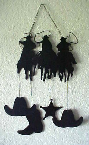Western Roping Cowboys, Hats, Star and Boot Metal Chimes
