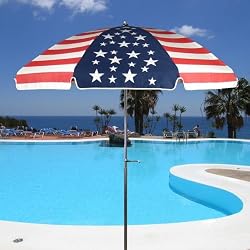 7.5 ft. Acrylic Patio Umbrella Aluminum Pole - US Flag / Ball Color: Beach Ball