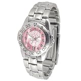 Louisiana Lafayette Ragin Cajuns NCAA Mother of Pearl Sport Ladies Watch (Metal Band)