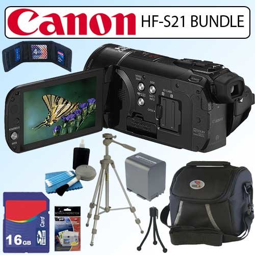 Canon VIXIA HF S21 HD 10x Optical Zoom Dual Flash Memory Camcorder With Accessory Bundle Canon VIXIA HF S21 HD 10x Optical Zoom Dual Flash Memory Camcorder With Accessory Bundle