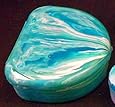Aqua Green Turquoise Designer Retainer Dental Case Container Box for 1 Denture, Retainer - w MOP stone & label