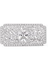 GULICX Wedding Vintage Art Deco Zircon Brooch Pin Silver Plated Base Bride Prom White Clear Accessory