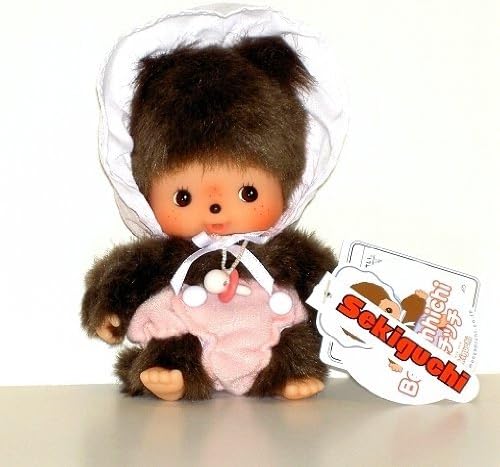 Bebichhichi: Original Sekiguchi 5" Baby Girl Monchhichi in Pink Baby Outfit