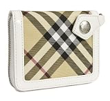 Burberry - Burberry Ziggy Coated Canvas White Leather Small Zip Wallet 3207033