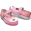 KIDS , Mädchen Leinen Ballerina mit Printmotiven, weiss-pink-rot