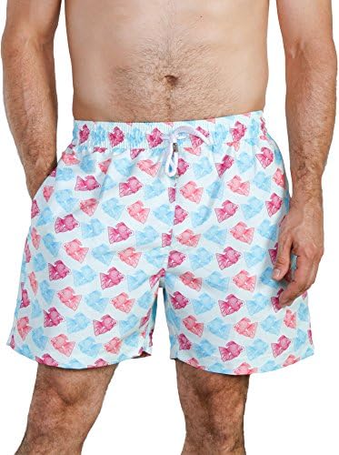 Horizontal Fish Print Striped High-End Swim Trunks - Palmacea - GOL1 -Small