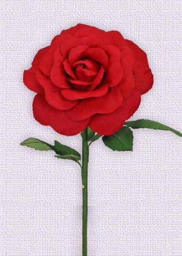 One Case 6 Pieces Hand Made Big Paper Rose Red 15"