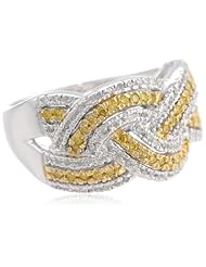 Sterling Silver Yellow and White Diamond Orbit Ring (1/2 cttw, I-J Color, I2-I3 Clarity), Size 7